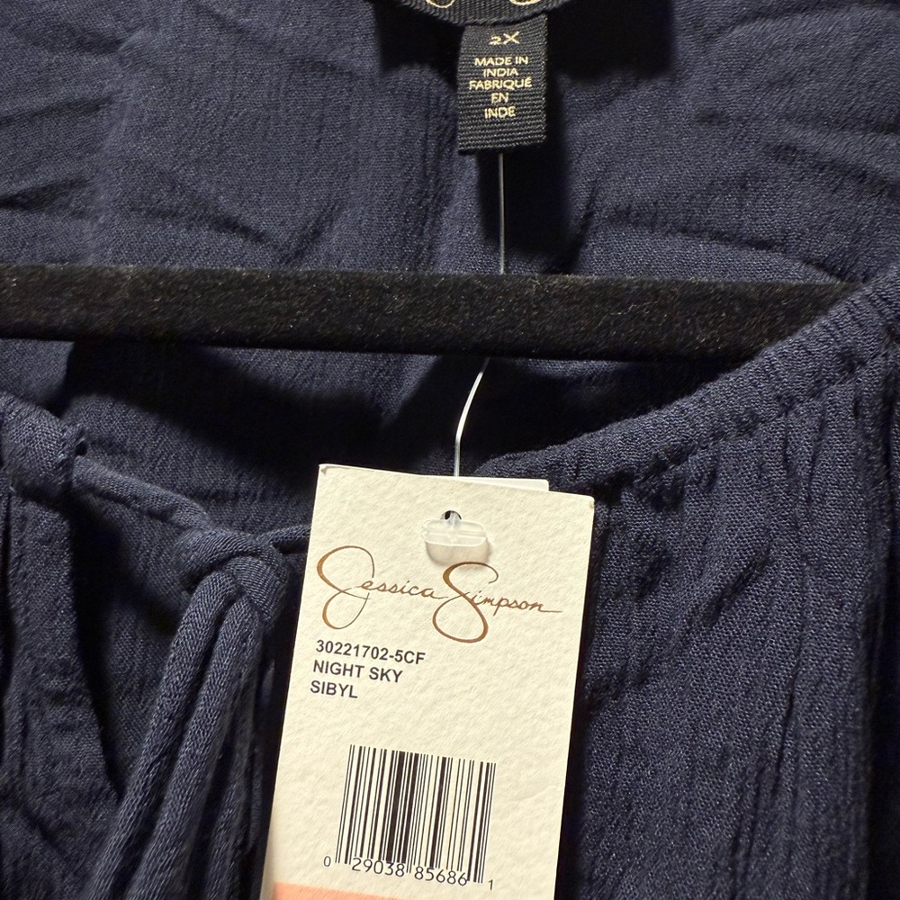 Jessica Simpson Navy Blouse with Lace Detail - Picture 2 of 3